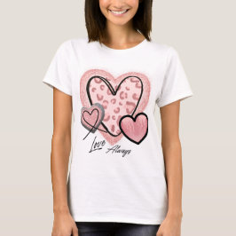 Camiseta Amor Siempre Pink Glam Hearts Moda San Valentín