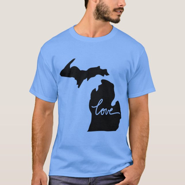 Camiseta Amor sobredimensionado del estado de Michigan (Anverso)