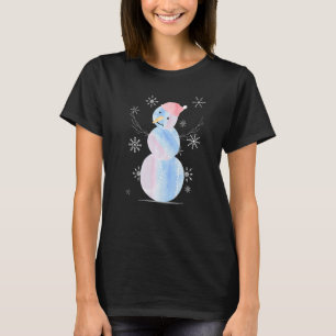 Camiseta Amor Softbol Snowman Pastel Luz Azul Color de agua