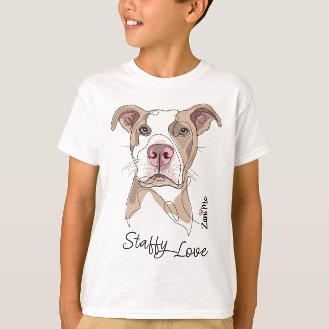Camiseta Amor Staffy - Protección Zani Mo (Anverso)