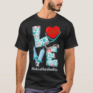 Camiseta AMOR Stethoscope Asistente Médico Enfermería de Vi