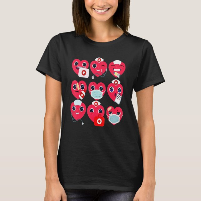 Camiseta Amor Stethoscope Enfermeras del corazón Feliz Día  (Anverso)