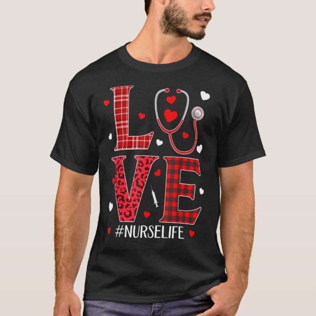 Camiseta AMOR Stethoscope Enfermería Vida de San Valentín L (Anverso)
