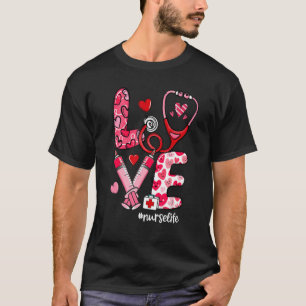 Camiseta AMOR Stethoscope Jeringa Enfermera Vida de San Val