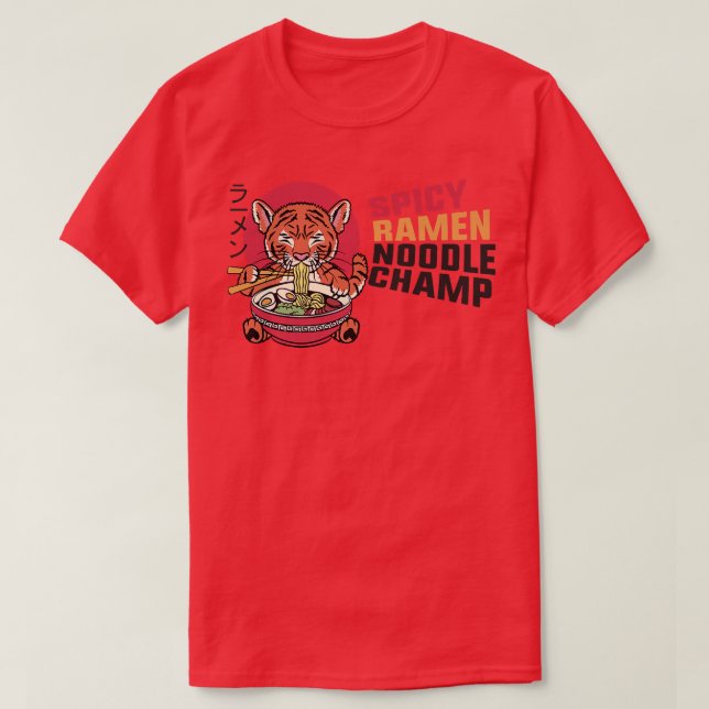 Camiseta Amor Tazón de Fideos Ramen Japonés Kawaii Tigre Pi (Diseño del anverso)