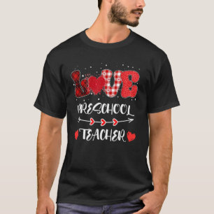 Camiseta Amor Teacher de Preescolar Corazón Leopardo Buffal