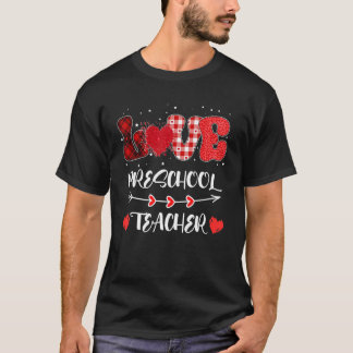 Camiseta Amor Teacher de Preescolar Corazón Leopardo Buffal