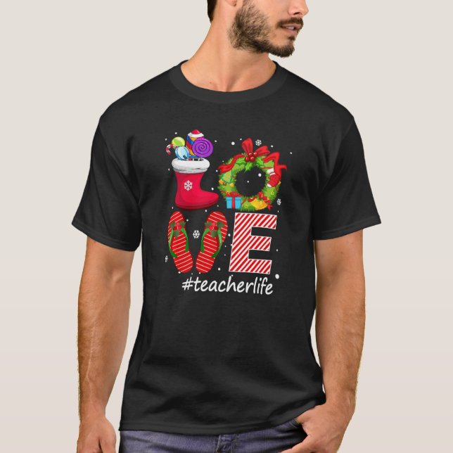 Camiseta Amor #teacherlife Flips Flops Candy Socks Nieve Ch (Anverso)