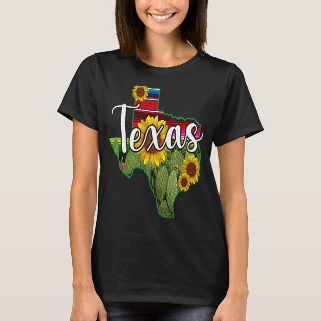 Camiseta Amor Texas Cactus Sunflower Love Boho Serape (Anverso)