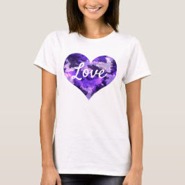 Camiseta Amor Texto Forma corazón Púrpura Guay y Azul