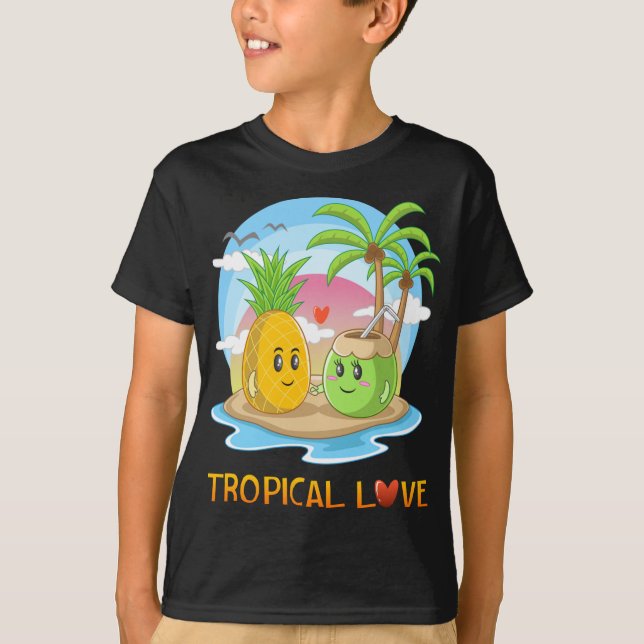 Camiseta Amor Tropical Funny Isla Tropical Feliz Pareja V (Anverso)
