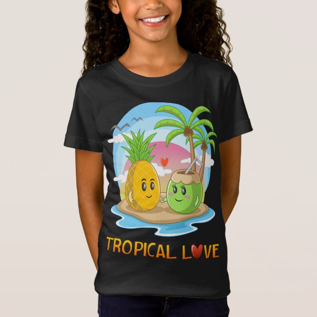 Camiseta Amor Tropical Funny Isla Tropical Feliz Pareja V (Anverso)