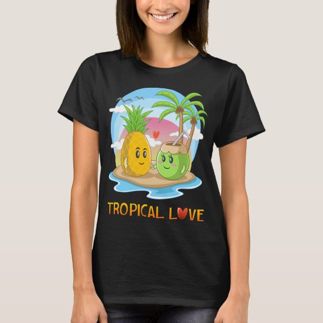Camiseta Amor Tropical Funny Isla Tropical Feliz Pareja V (Anverso)