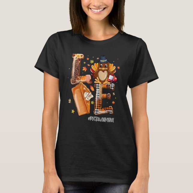 Camiseta AMOR Turquía Peregrino Calabaza Pie Trabajo Postal (Anverso)