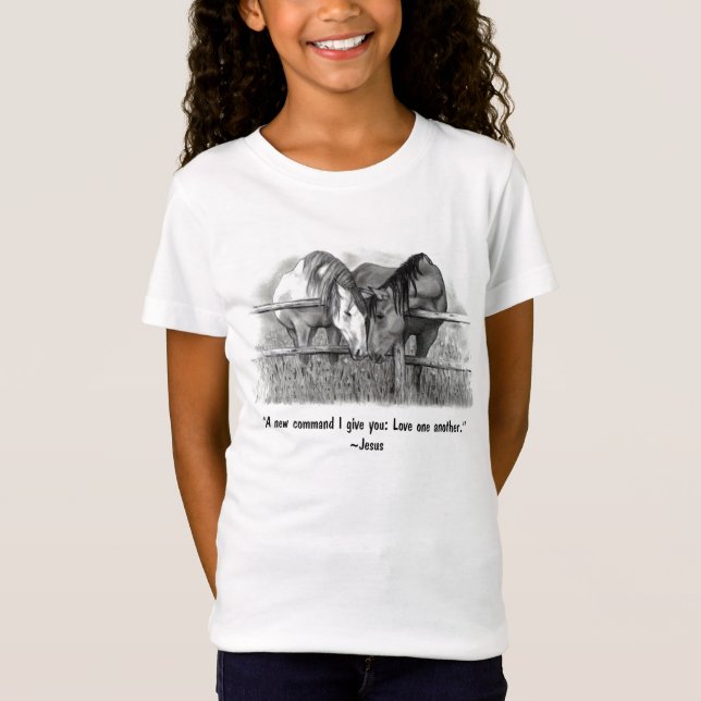 Camiseta Amor uno otro: Jesús: Caballos (Anverso)