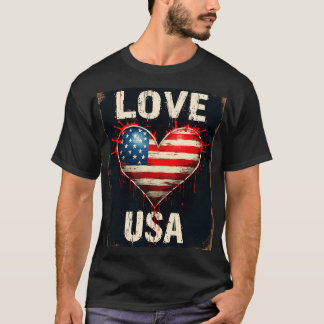 Camiseta Amor USA Gráfico Corazón Amantes de Usa