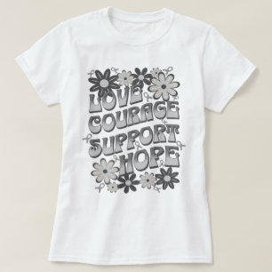Camiseta Amor Valor Apoyo Esperanza Flor de Tumor Cerebral