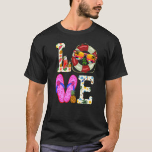 Camiseta Amor Verano Flip Flops Natación Float Beach Family