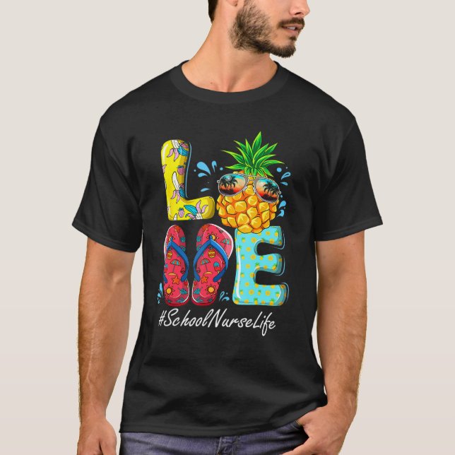 Camiseta Amor Verano Piña Piña Flor Tropical Flip Flop Sc (Anverso)