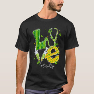Camiseta Amor Vida de Enfermera Día de San Patricio Trébol