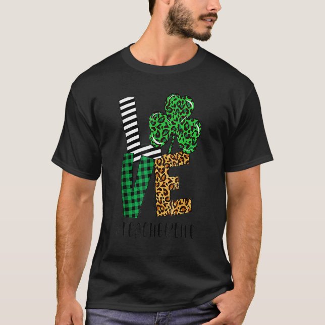 Camiseta AMOR Vida del profesor St Patricks Día Búfalo Plai (Anverso)