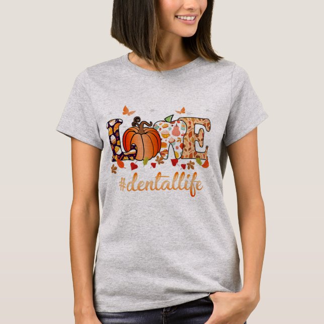 Camiseta Amor Vida Dental Calabaza Dentista Caída (Anverso)