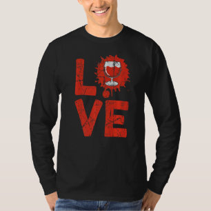 Camiseta Amor Vino Rojo Vino Vidrio Degustación