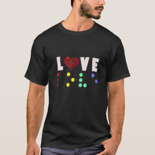 Camiseta Amor Vintage Braille corazón rojo amor puntos Brai