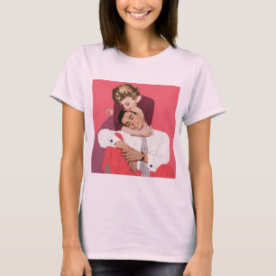 Camiseta Amor vintage y romance, recién casados en rosa