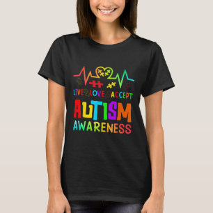 Camiseta Amor Vivo Acepta Autismo Conciencia Corazón Arcoir
