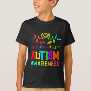 Camiseta Amor Vivo Acepta Autismo Conciencia Corazón Arcoir