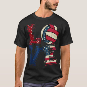 Camiseta AMOR Voleibol Por La Bandera Estadounidense Patrió