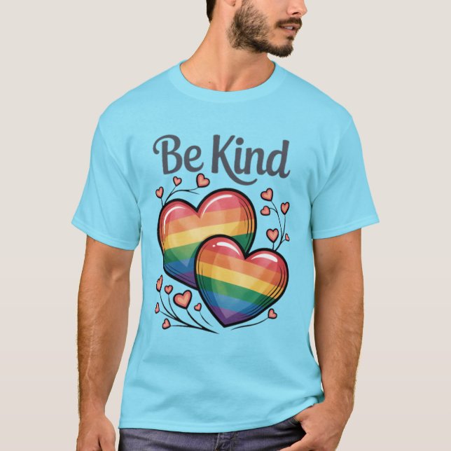 Camiseta Amor y bondad se amen corazones arcoiris (Anverso)