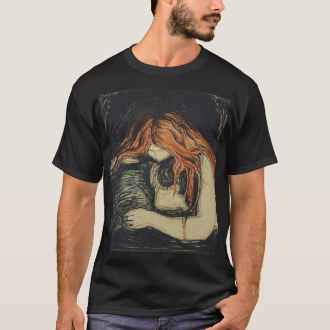 Camiseta Amor y dolor (El vampiro) (de Edvard Munch) (Anverso)