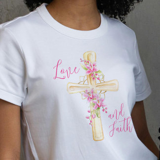 Camiseta Amor y fe de la acuarela floral