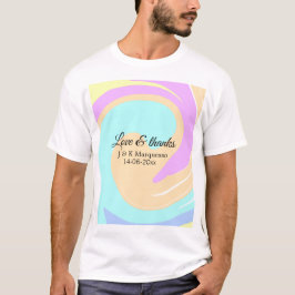 Camiseta Amor y gracias nombre boda de mármol colorido