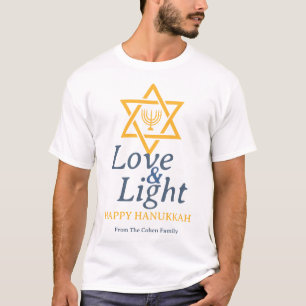 Camiseta Amor y luz   Familia simple de Hanukkah