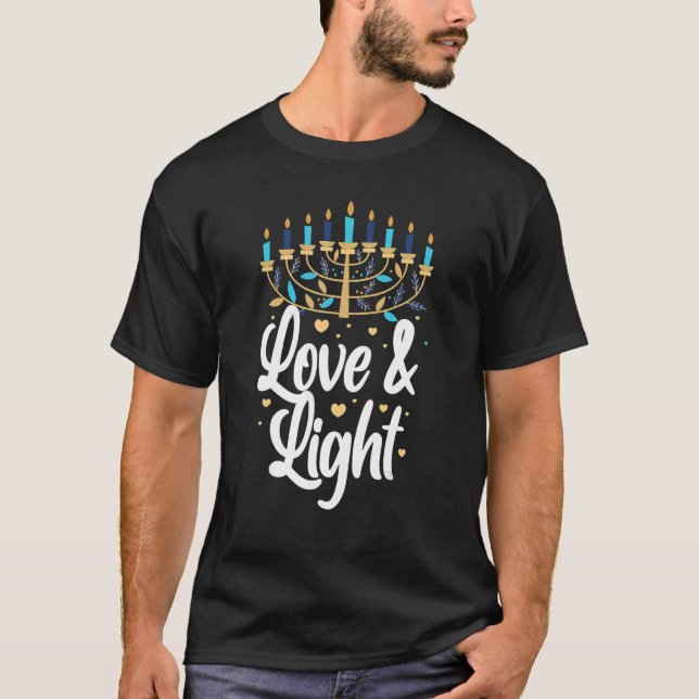 Camiseta Amor y luz Hanukkah Chanukah Menorah judío (Anverso)
