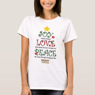Camiseta Amor y paz cristianos de la alegría del navidad