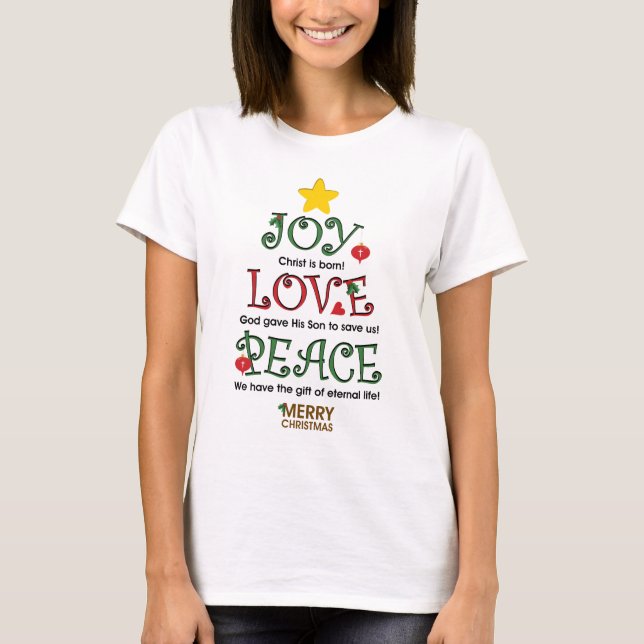 Camiseta Amor y paz cristianos de la alegría del navidad (Anverso)