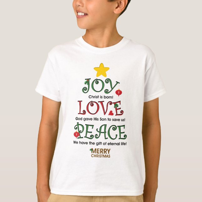 Camiseta Amor y paz cristianos de la alegría del navidad (Anverso)