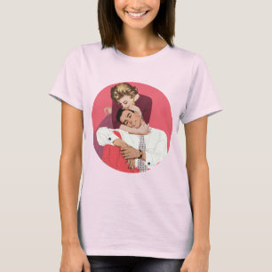Camiseta Amor y romance vintage, recién casados en rosa
