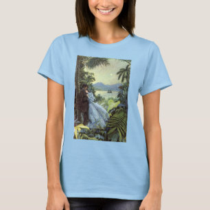 Camiseta Amor y romance vintage, vista tropical romántica