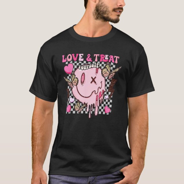 Camiseta Amor y trato a usted mismo Groovy Valentineu2019s  (Anverso)