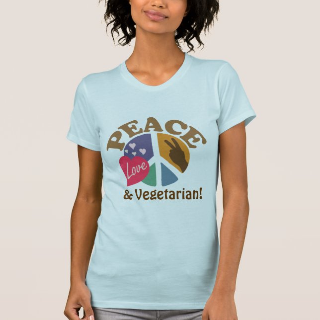 Camiseta Amor y vegetariano de la paz (Anverso)