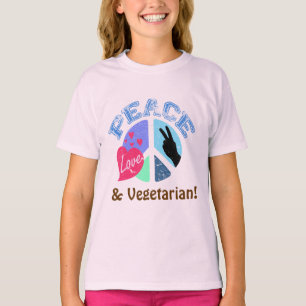 Camiseta Amor y vegetariano de la paz