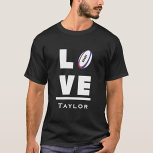 Camiseta Amor Y Vive Rugby Aficionado Deporte Nombre Person