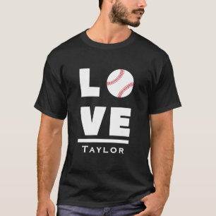 Camiseta Amor y vivir béisbol fan del deporte nombre person