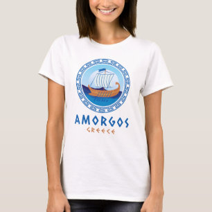 Camiseta Amorgos, Grecia Diseño de barco griego para mujer