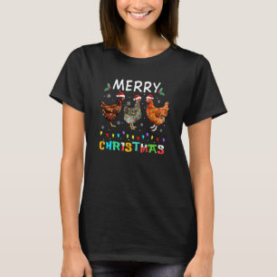 Camiseta Amorosos pollos de Navidad Sombrero de Santa Adorn